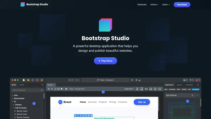 The Bootstrap Studio homepage