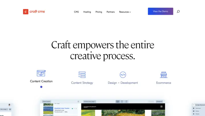 The Craft CMS homepage