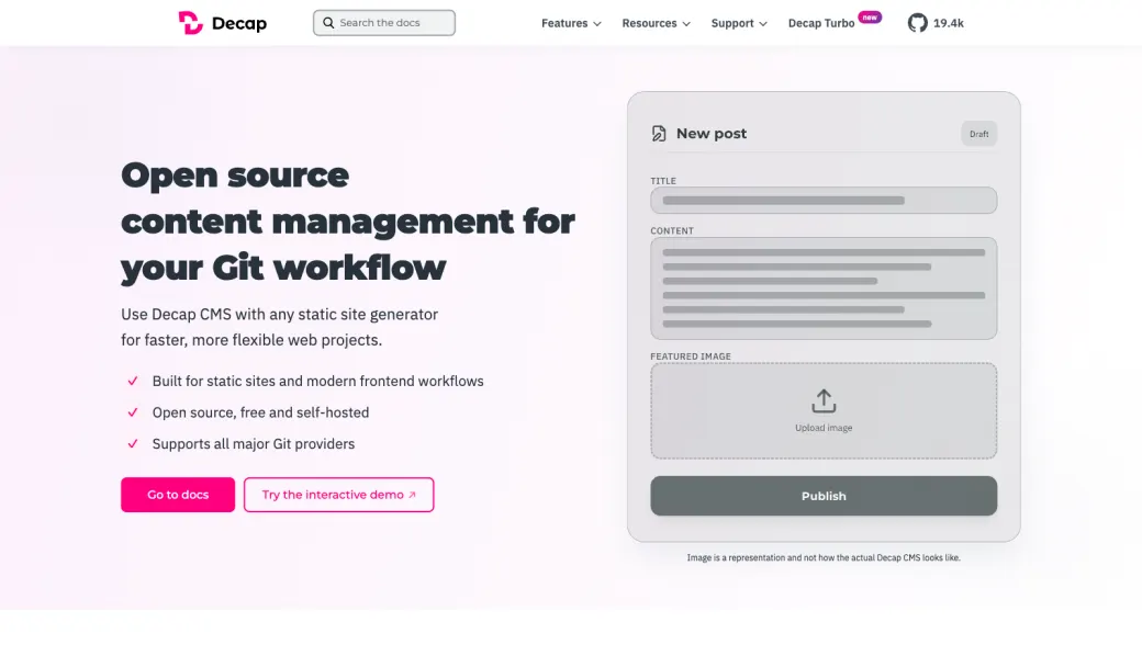 The Decap CMS homepage