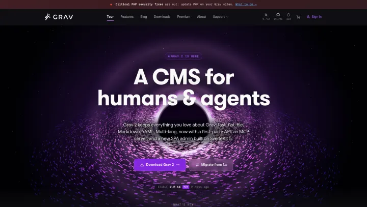 The Grav homepage