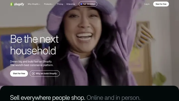 The Shopify homepage