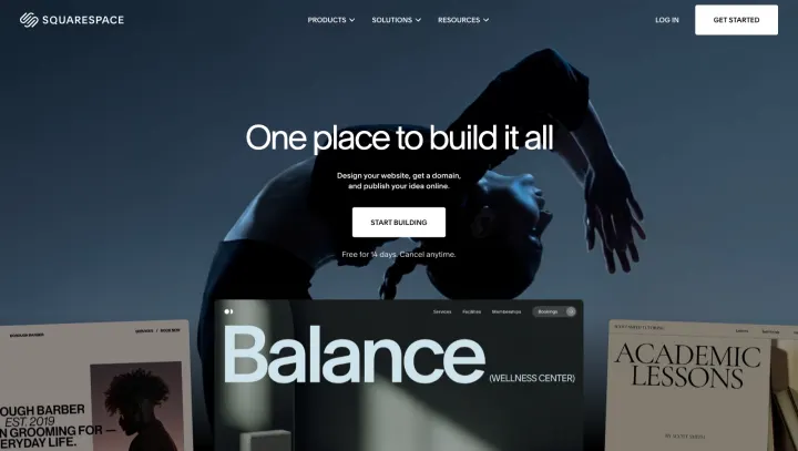 The Squarespace homepage