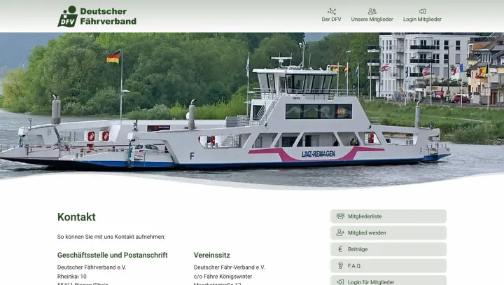The Deutscher Fährverband contact page