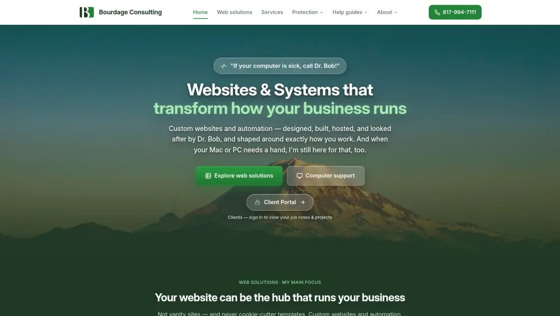 Bourdage Consulting, computer support and Total CMS websites in Fort Worth, Texas