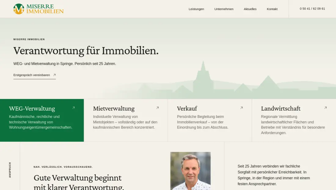 Miserre Immobilien website
